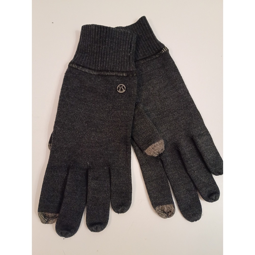 Lululemon Charcoal Gray Knit Tech Gloves Touchscreen Compatible Running Winter